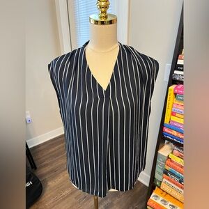 Banana Republic Navy and White Striped Blouse